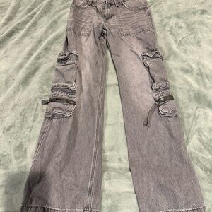 Aeropostale Women's Gray Flare Cargo Jeans